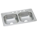 Elkay Dayton Stainless Steel 33" x 19" x 6-7/16" 4-Hole Equal Double Bowl Drop-in Sink