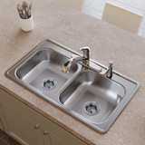 Elkay Dayton Stainless Steel 33" x 19" x 6-7/16" 4-Hole Equal Double Bowl Drop-in Sink