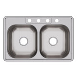 Elkay Dayton Stainless Steel 33" x 21-1/4" x 8-1/16" 4-Hole Equal Double Bowl Drop-in Sink