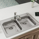 Elkay Dayton Stainless Steel 33" x 22" x 5-3/8" 3-Hole Equal Double Bowl Drop-in Sink