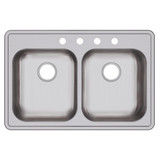 Elkay Dayton Stainless Steel 33" x 22" x 5-3/8" 4-Hole Equal Double Bowl Drop-in Sink