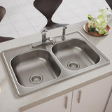 Elkay Dayton Stainless Steel 33" x 22" x 6-9/16" 4-Hole Equal Double Bowl Drop-in Sink