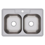 Elkay Dayton Stainless Steel 33" x 22" x 8-1/16", 1-Hole Equal Double Bowl Drop-in Sink