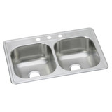 Elkay Dayton Stainless Steel 33" x 22" x 8-1/16" 3-Hole Equal Double Bowl Drop-in Sink