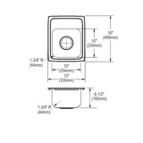 Elkay Lustertone Classic Stainless Steel 13" x 16" x 6-1/2" 3-Hole Single Bowl Drop-in ADA Sink