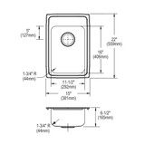 Elkay Lustertone Classic Stainless Steel 15" x 22" x 6-1/2" 3-Hole Single Bowl Drop-in ADA Sink
