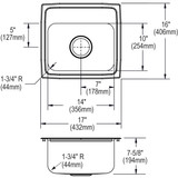 Elkay Lustertone Classic Stainless Steel 17" x 16" x 7-5/8", 3-Hole Single Bowl Drop-in Sink