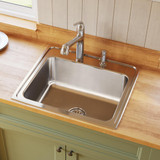 Elkay Lustertone Classic Stainless Steel 25" x 22" x 10-3/8" 3-Hole Single Bowl Drop-in Sink