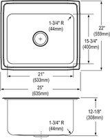 Elkay Lustertone Classic Stainless Steel 25" x 22" x 12-1/8" 3-Hole Single Bowl Drop-in Sink
