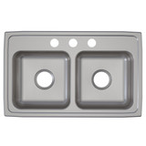 Elkay Lustertone Classic Stainless Steel 29" x 18" x 5-1/2", 3-Hole Equal Double Bowl Drop-in ADA Sink