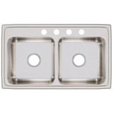 Elkay Lustertone Classic Stainless Steel 33" x 19-1/2" x 7-5/8", 4-Hole Equal Double Bowl Drop-in Sink