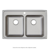 Elkay Lustertone Classic Stainless Steel 33" x 21-1/4" x 6" 2-Hole Equal Double Bowl Drop-in ADA Sink