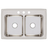 Elkay Lustertone Classic Stainless Steel 33" x 22" x 8-1/8", 3-Hole Equal Double Bowl Drop-in Sink