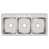 Elkay Lustertone Classic Stainless Steel 46" x 22" x 7-5/8", 3-Hole Triple Bowl Drop-in Sink