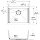 Elkay Crosstown 16 Gauge Stainless Steel 23-1/2" x 18-1/4" x 10" Single Bowl Undermount Sink