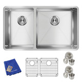 Elkay Crosstown 18 Gauge Stainless Steel 31-1/2" x 18-1/2" x 9", 40/60 Double Bowl Undermount Sink Kit