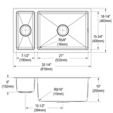 Elkay Crosstown 16 Gauge Stainless Steel 32-1/4" x 18-1/4" x 10" 30/70 Double Bowl Undermount Sink