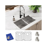 Elkay Crosstown 16 Gauge Stainless Steel 30-3/4" x 18-1/2" x 10" Rounded Equal Double Bowl Undermount Sink Kit