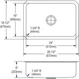 Elkay Dayton Stainless Steel 26-1/2" x 18-1/2" x 8", Single Bowl Undermount Sink