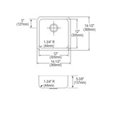 Elkay Lustertone Classic Stainless Steel, 14-1/2" x 14-1/2" x 5-3/8" Single Bowl Undermount ADA Sink