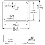 Elkay Lustertone Classic Stainless Steel, 23-1/2" x 18-1/4" x 7-1/2" Single Bowl Undermount Sink