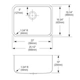 Elkay Lustertone Classic Stainless Steel 25-1/2" x 19-1/4" x 10" Single Bowl Undermount Sink