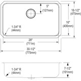 Elkay Lustertone Classic Stainless Steel, 30-1/2" x 18-1/2" x 7-1/2" Single Bowl Undermount Sink Kit