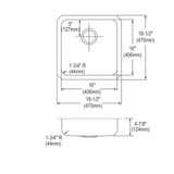 Elkay Lustertone Classic Stainless Steel, 18-1/2" x 18-1/2" x 4-7/8", Single Bowl Undermount ADA Sink