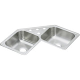 Elkay Dayton Stainless Steel 31-7/8" x 31-7/8" x 7" 4-Hole Equal Double Bowl Corner Sink