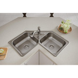 Elkay Dayton Stainless Steel 31-7/8" x 31-7/8" x 7" 4-Hole Equal Double Bowl Corner Sink