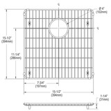 Elkay Crosstown Stainless Steel 15-1/2" x 15-1/2" x 1-1/4" Bottom Grid