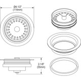 Elkay Polymer 3-1/2" Disposer Flange with Removable Basket Strainer and Rubber Stopper Parchment