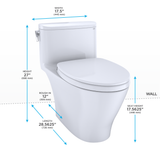TOTO Nexus One-Piece Elongated 1.28 GPF Universal Height Toilet with SS124 SoftClose seat, WASHLET+ ready, Ebony - MS642124CEF#51