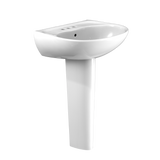 Toto Supreme Pedestal Oval Bathroom Sink with CEFIONTECT and Shroud for 4 Inch Center Faucets in Cotton White