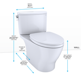 TOTO Nexus 1G Two-Piece Elongated 1 GPF Universal Height Toilet with CeFiONtect and SS124 SoftClose seat, WASHLET+ ready, Bone - MS442124CUFG#03