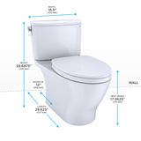Toto Nexus Two Piece Elongated Auto Flush Washlet+ Ready Universal Height Toilet with CEFIONTECT 1.28 GPF with SS124 SoftClose Seat in Cotton White