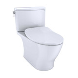 TOTO Nexus Two-Piece Elongated 1.28 GPF Universal Height Toilet with CeFiONtect and SS234 SoftClose seat, WASHLET+ ready, Cotton White - MS442234CEFG#01