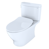 TOTO Nexus Two-Piece Elongated 1.28 GPF Universal Height Toilet with CeFiONtect and SS234 SoftClose seat, WASHLET+ ready, Cotton White - MS442234CEFG#01