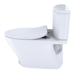 TOTO Nexus Two-Piece Elongated 1.28 GPF Universal Height Toilet with CeFiONtect and SS234 SoftClose seat, WASHLET+ ready, Cotton White - MS442234CEFG#01
