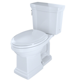 Toto Promenade II 1G Two Piece Elongated Universal Height Toilet with CEFIONTECT and Right Hand Lever 1.0 GPF Less Seat in Cotton White