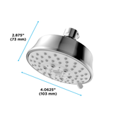 Toto L Series Classic Round Five Spray Modes 4 inch 1.75 GPM Shower Head, Polished Chrome - TBW03001U4#CP