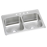 Elkay Celebrity Stainless Steel 33" x 21-1/4" x 6-7/8" 4-Hole Equal Double Bowl Drop-in Sink