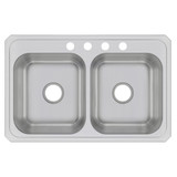 Elkay Celebrity Stainless Steel 33" x 21-1/4" x 6-7/8" 4-Hole Equal Double Bowl Drop-in Sink
