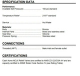 Cash Acme NCLX-1 16487-0150 3/4" Temperature & Pressure Relief Valve 1" Element