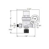 Caleffi 553642A AutoFill 1/2" NPT Inlet X 1/2" NPT Outlet w/ Pressure Gauge