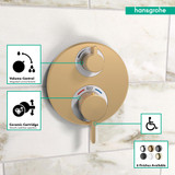 Hansgrohe 15758141 Ecostat S Thermostatic Trim with Volume Control and Diverter in Brushed Bronze