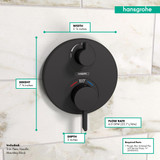 Hansgrohe 15758671 Ecostat S Thermostatic Trim with Volume Control and Diverter in Matte Black