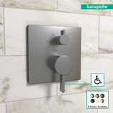 Hansgrohe 15862341 Ecostat Pressure Balance Trim Square with Diverter in Brushed Black Chrome