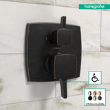 Hansgrohe 15865921 Ecostat Classic Pressure Balance Trim Classic Square with Diverter in Rubbed Bronze