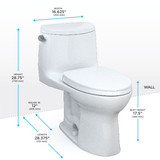 Toto MS604124CEFG#01 UltraMax II One-Piece, Elongated Toilet 1.28 GPF w/ SanaGloss ADA: White